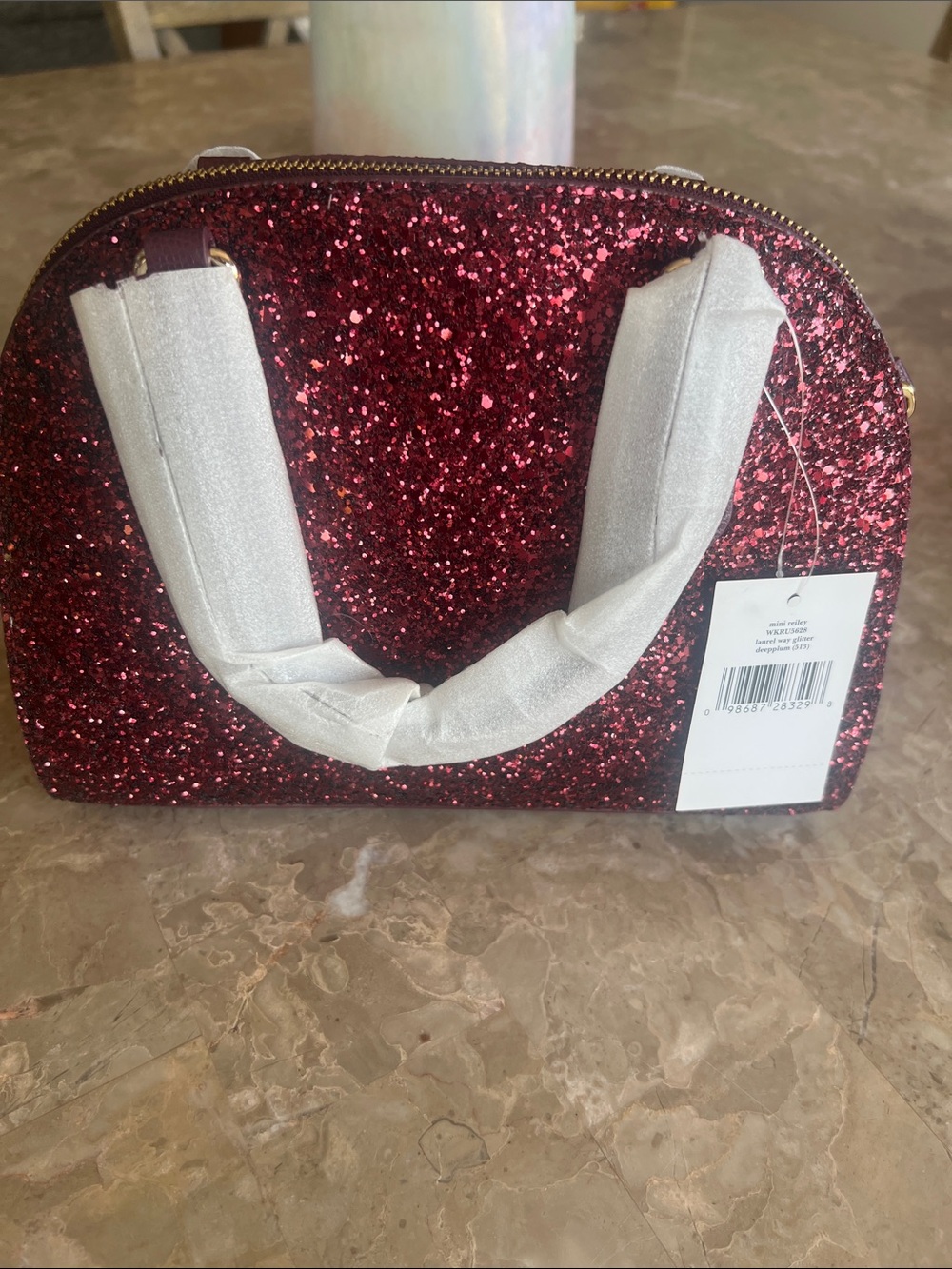 kate spade mini reiley laurel way Glitter Dome Satchel/crossbody in Deep Plum - Picture 2 of 7